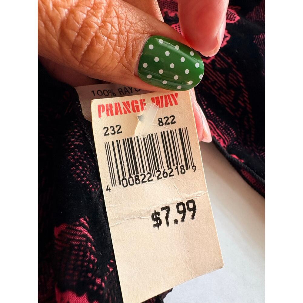 NWT Vintage 90s Velvet Burnout Scarf Prange Way Deadstock Pink Black Floral - Picture 3 of 4